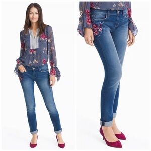 White House Black Market The Girlfriend Embroidered Floral Jeans Size 6‎